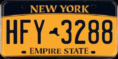 NY license plate HFY3288
