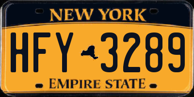 NY license plate HFY3289