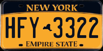 NY license plate HFY3322