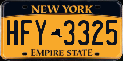 NY license plate HFY3325