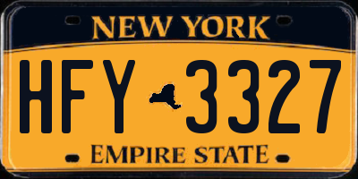 NY license plate HFY3327