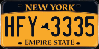 NY license plate HFY3335