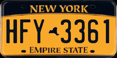 NY license plate HFY3361