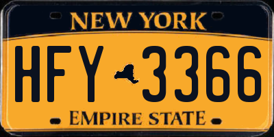 NY license plate HFY3366
