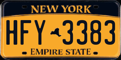 NY license plate HFY3383