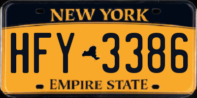NY license plate HFY3386