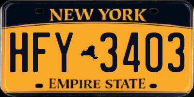 NY license plate HFY3403