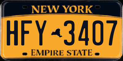 NY license plate HFY3407
