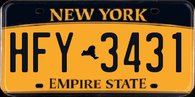 NY license plate HFY3431