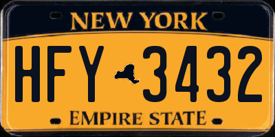 NY license plate HFY3432