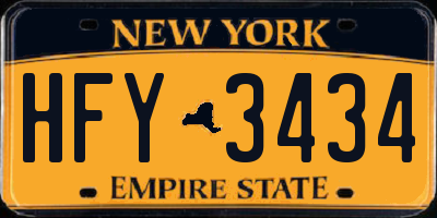 NY license plate HFY3434