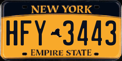 NY license plate HFY3443
