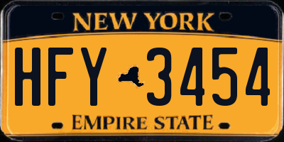 NY license plate HFY3454