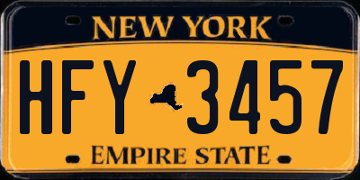 NY license plate HFY3457