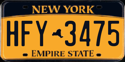 NY license plate HFY3475