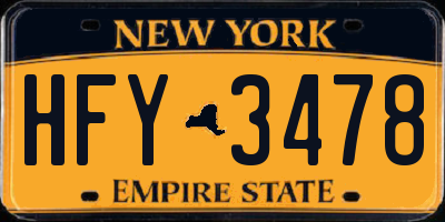 NY license plate HFY3478