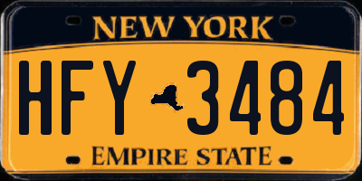 NY license plate HFY3484