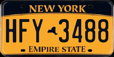 NY license plate HFY3488