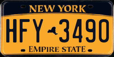 NY license plate HFY3490