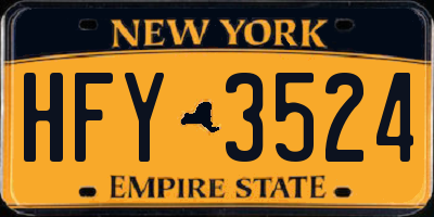 NY license plate HFY3524