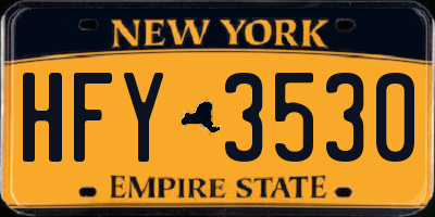 NY license plate HFY3530