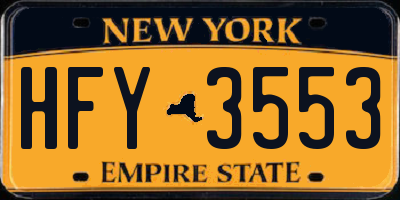 NY license plate HFY3553