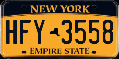 NY license plate HFY3558
