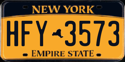 NY license plate HFY3573