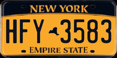 NY license plate HFY3583