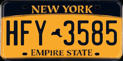 NY license plate HFY3585