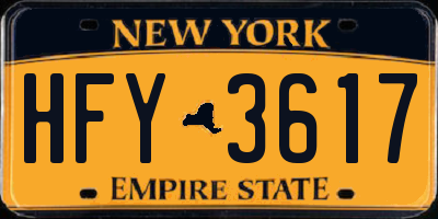 NY license plate HFY3617