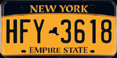NY license plate HFY3618