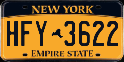 NY license plate HFY3622