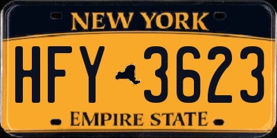 NY license plate HFY3623