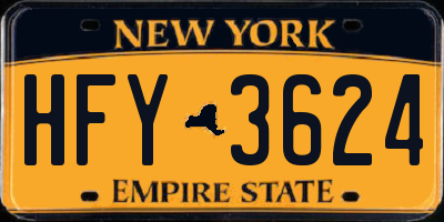 NY license plate HFY3624