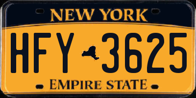 NY license plate HFY3625