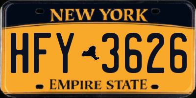 NY license plate HFY3626