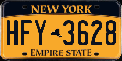 NY license plate HFY3628