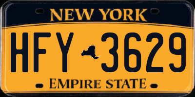NY license plate HFY3629