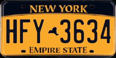 NY license plate HFY3634