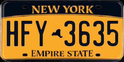 NY license plate HFY3635