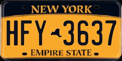 NY license plate HFY3637
