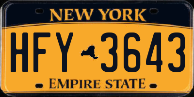 NY license plate HFY3643