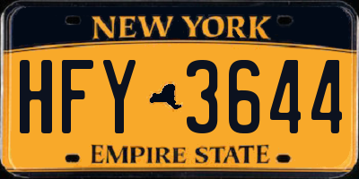NY license plate HFY3644