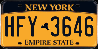 NY license plate HFY3646