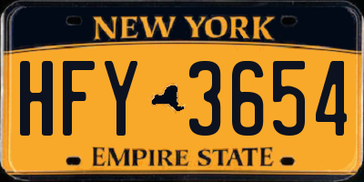 NY license plate HFY3654
