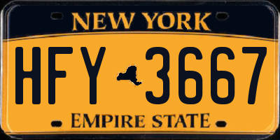 NY license plate HFY3667