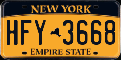 NY license plate HFY3668