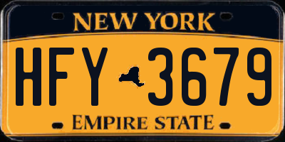 NY license plate HFY3679