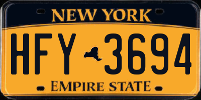 NY license plate HFY3694